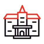 Bâtiment historique avec toit pointu