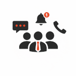 Groupe de personnes avec des icônes.