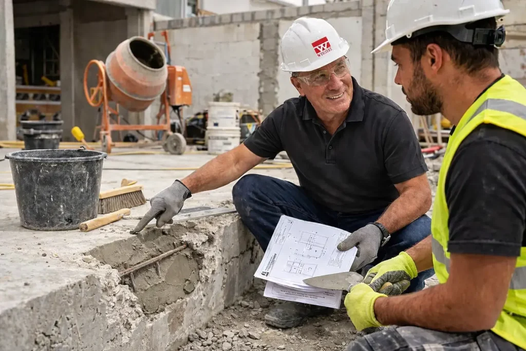 Aide et support Webster pour travaux de béton
